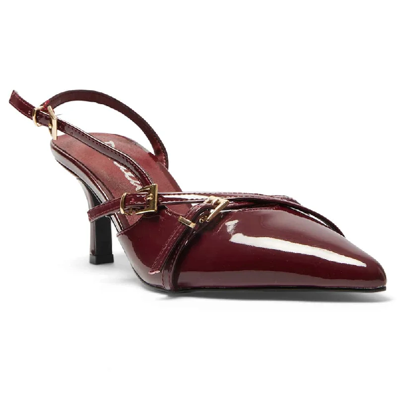 Veronica Heel in Cherry Patent