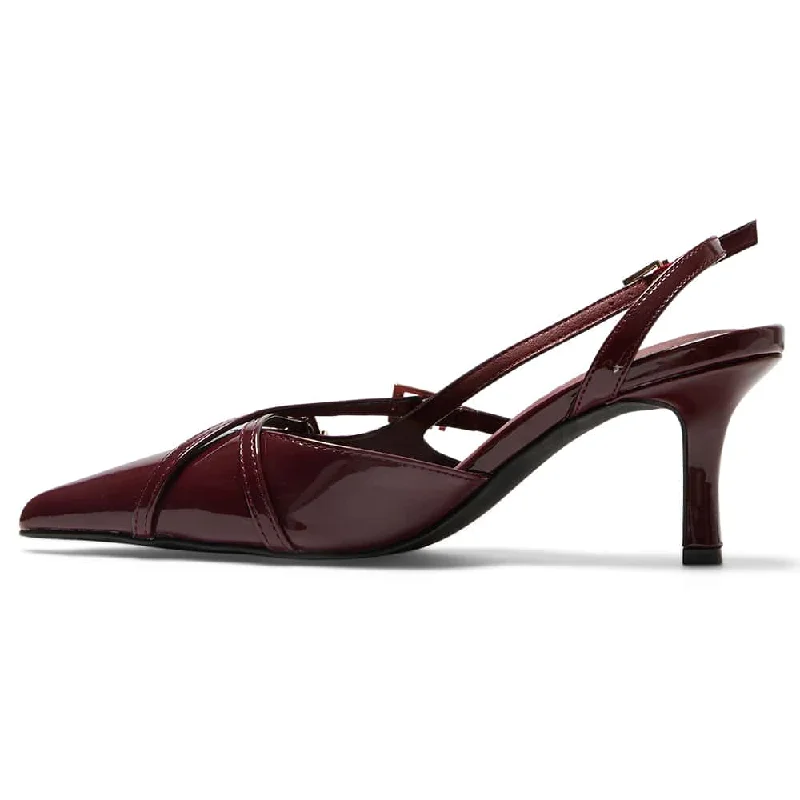 Veronica Heel in Cherry Patent