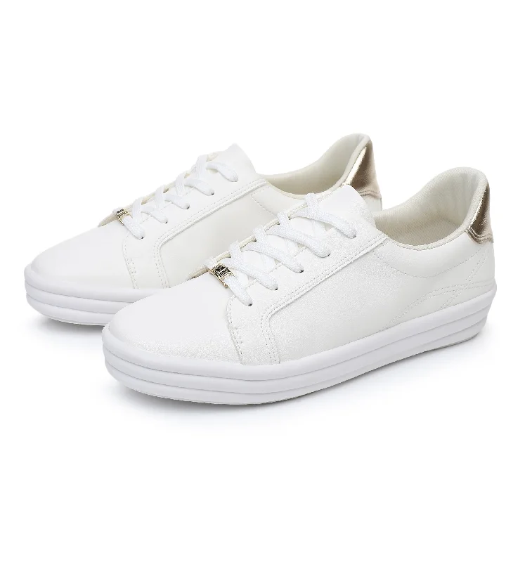 Light-as-Air Tennis Lace-Ups - White & Gold (851.003)