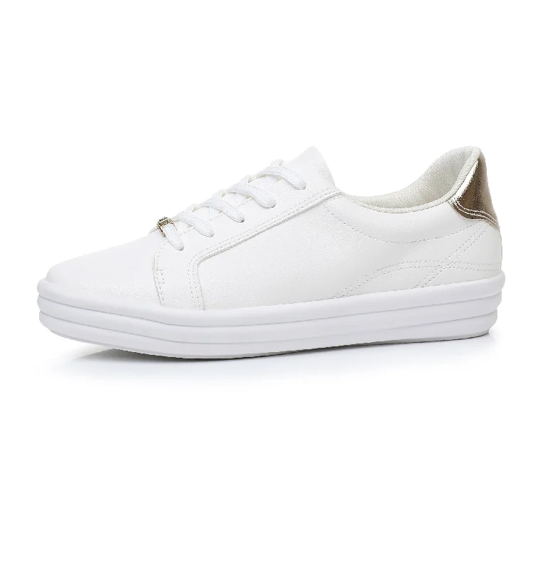 Light-as-Air Tennis Lace-Ups - White & Gold (851.003)