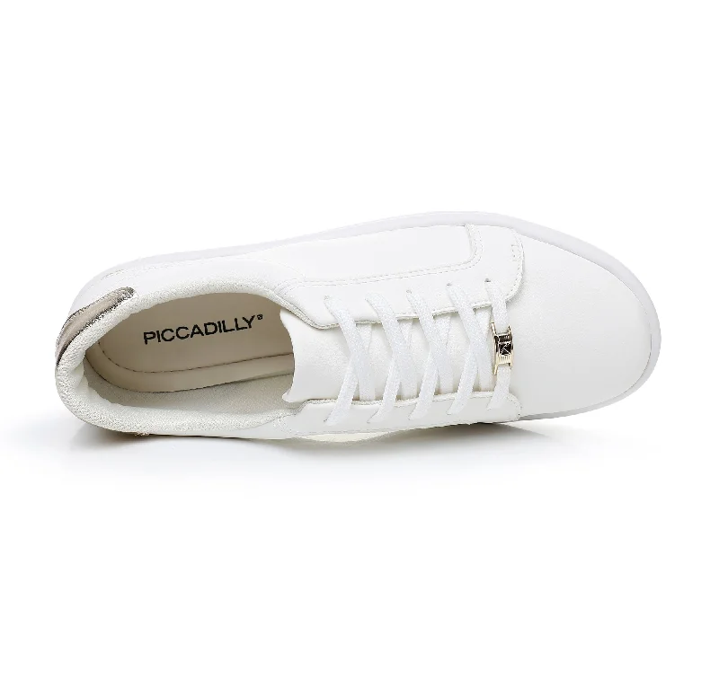 Light-as-Air Tennis Lace-Ups - White & Gold (851.003)