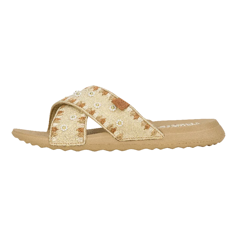 Christi Slide  Embroidered - Tan