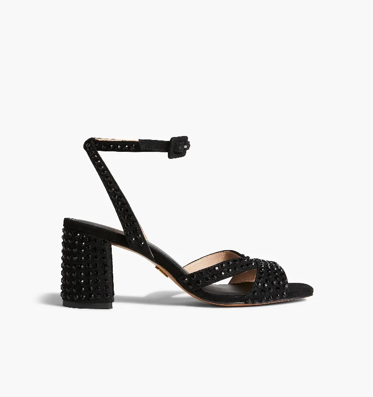 The Lafayette Sandal - Black Suede/Black Rhinestone